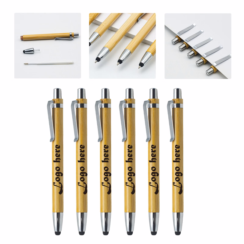 MOQ50 Custom Bamboo Touch Screen Ballpoint Pen