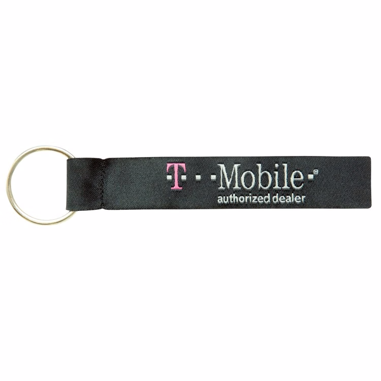 Woven Rectangle-Shaped Key Fob w/ Black Backing & Split Ring - "Elite" Weave