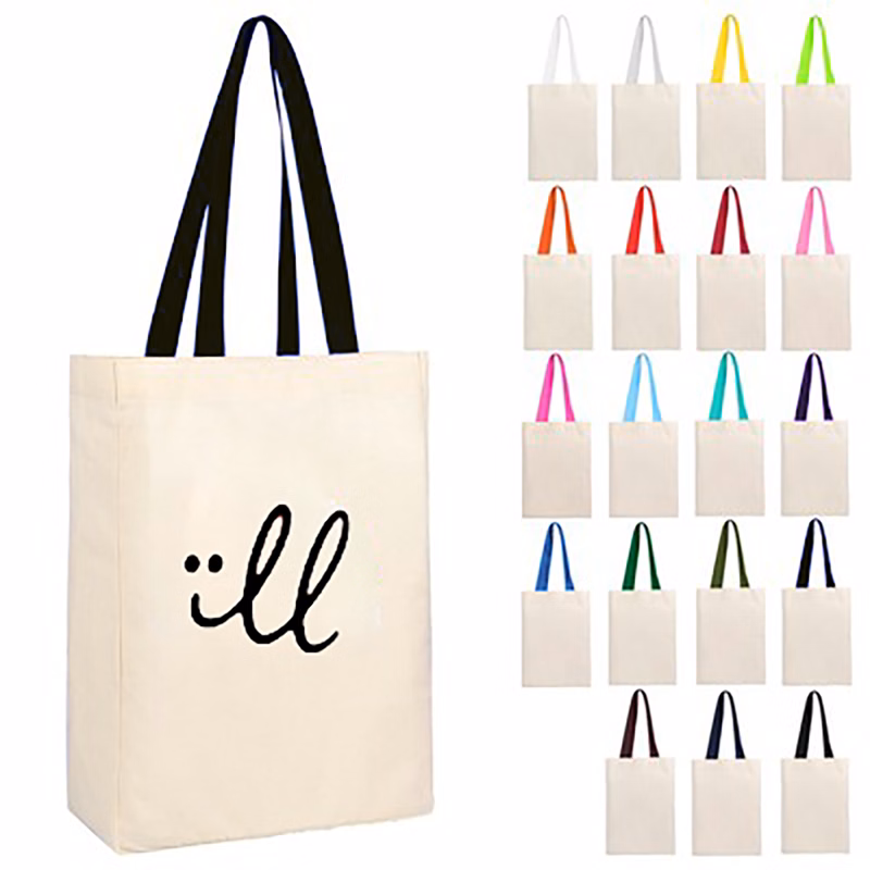Vertical Polyester-Cotton Grocery Tote Bag