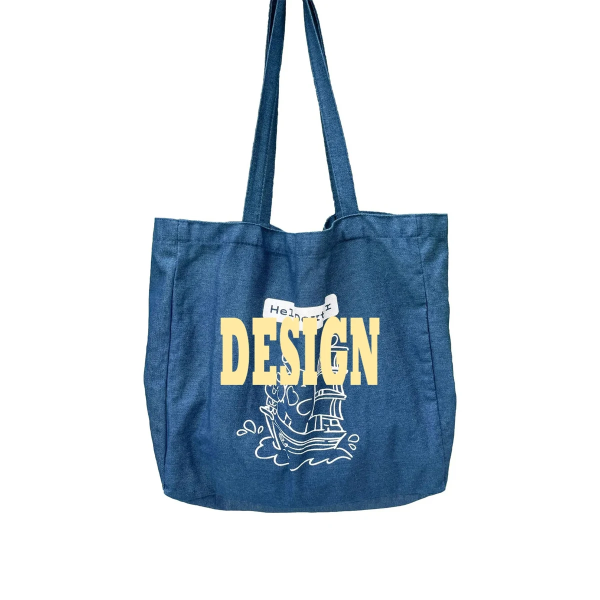 Durable Blue Canvas Tote Bag, custom tote bag with logo imprint 1