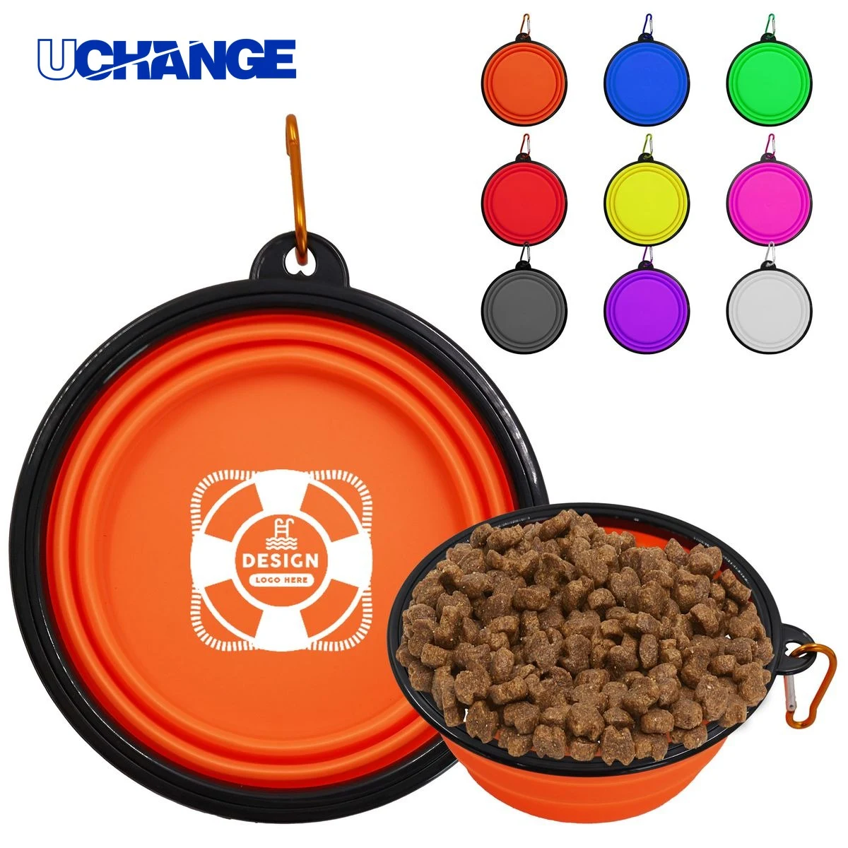 Collapsible Dog Bowl with Carabiner for Travel Feeding 1