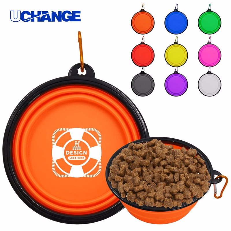Collapsible Dog Bowl with Carabiner for Travel Feeding