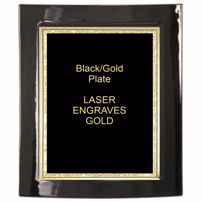 7-1/2" x 9" Black Piano Finish Eclipse Plaque with a Black Florentine Plate