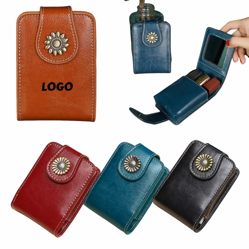 Leather Lipstick Bag Mini With Mirror