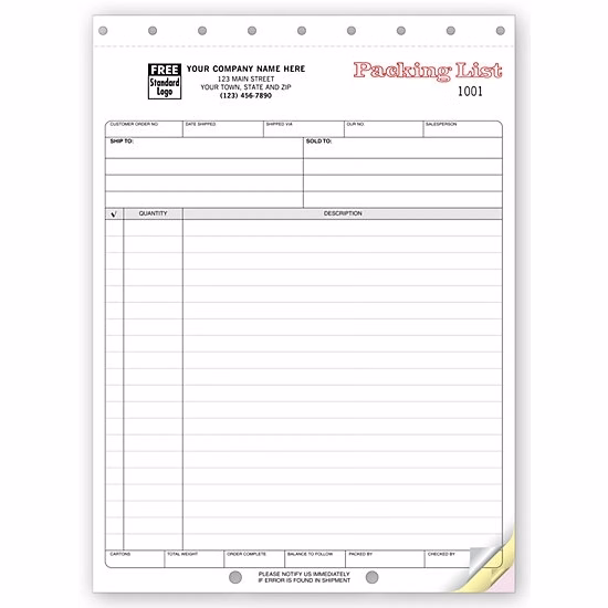 Packing Lists, Large, Carbonless