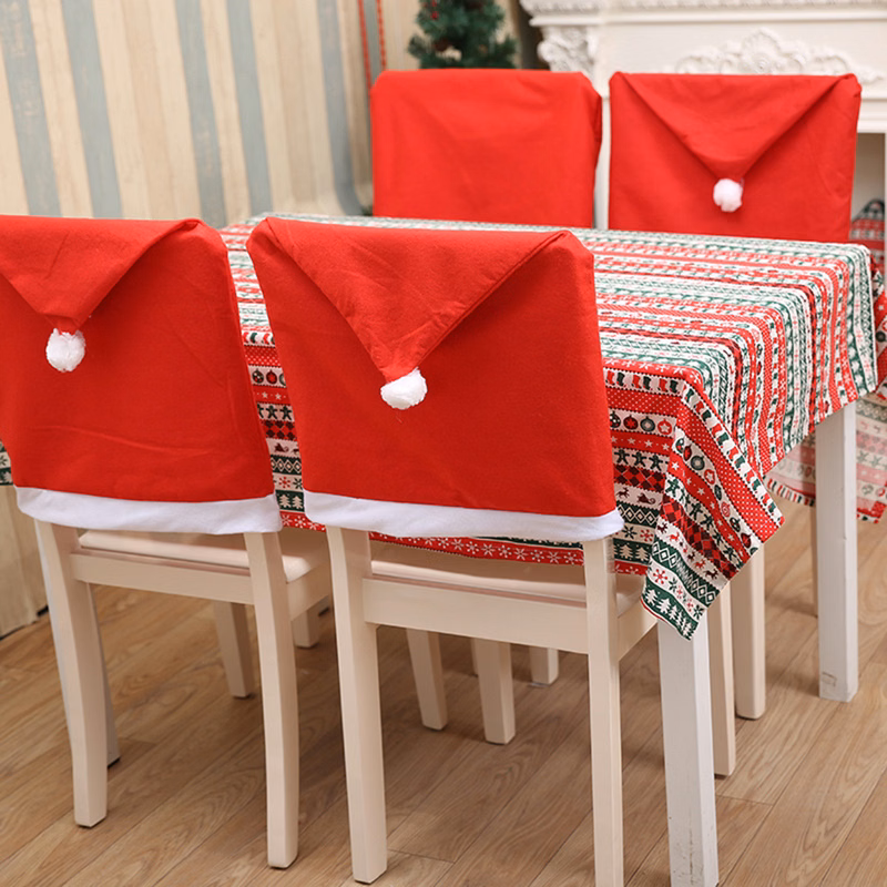 Red Non-Woven Fabrics Christmas Chair Covers