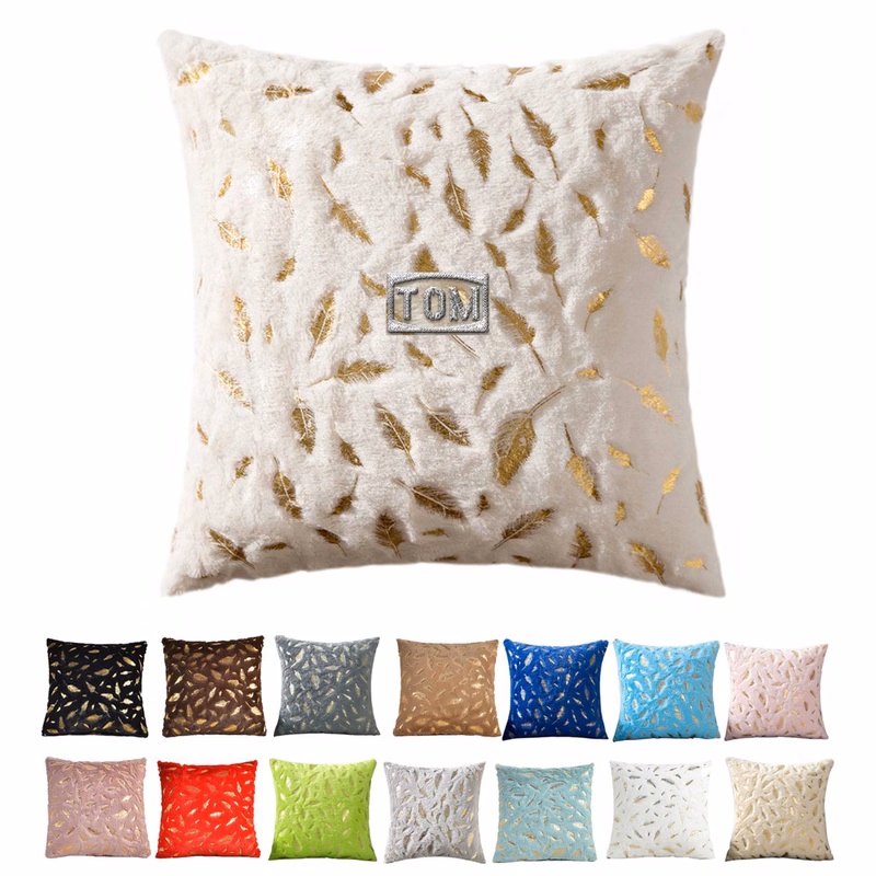 Double Sided Feather Hot Pressed Golden Plush Pillowcase