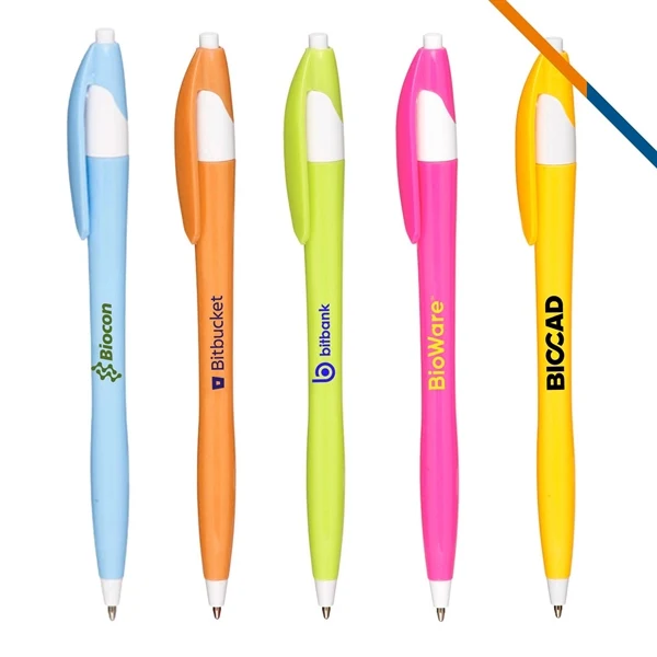 Custom Click Action Ballpoint Pen with Tropical Colors — Trade Show Favorite, custom pen with logo imprint 1