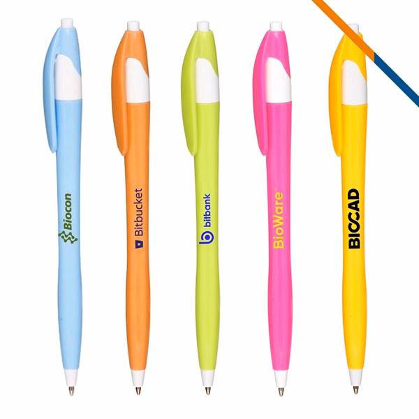 Custom Click Action Ballpoint Pen with Tropical Colors — Trade Show Favorite