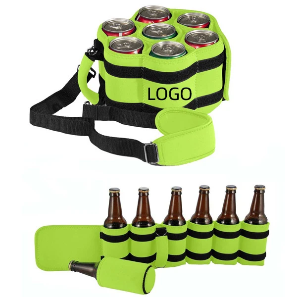 Collapsible 6 Pack Beer Bottle Cooler, custom koozie with logo imprint 1