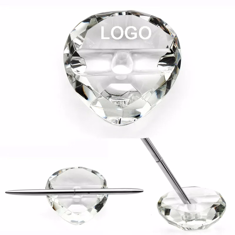 Crystal Wedding Pen Stand Paperweight - Heart