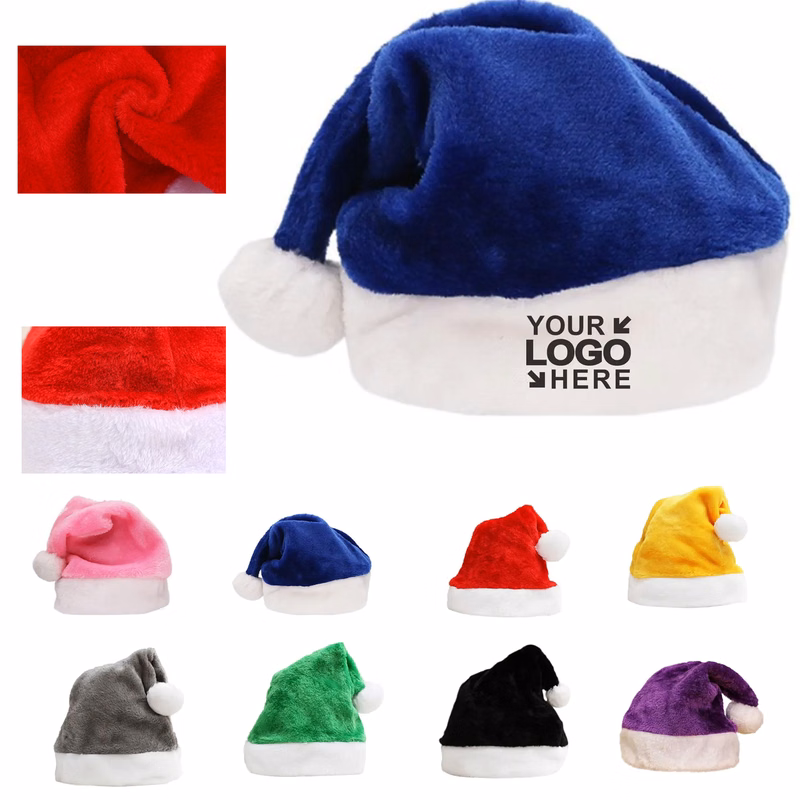 Adult Short Plush Christmas Santa Hat