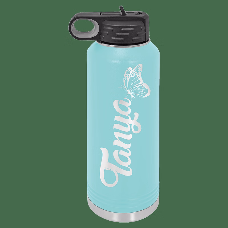 40 oz. Teal Powder Coated Laser Engraved Polar Camel Water Bottles