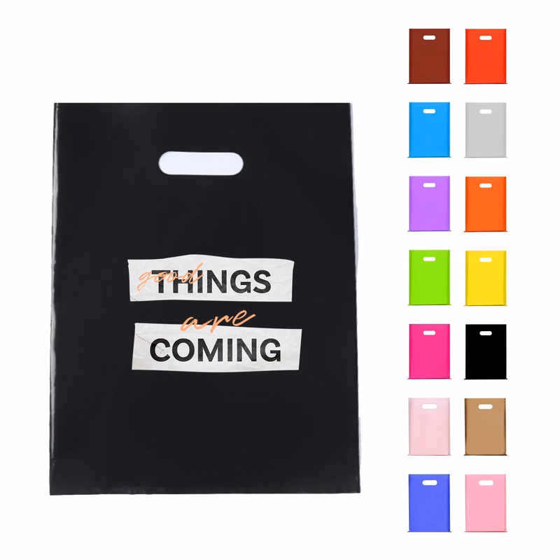 Small Business Plastic boutique Bags with Die Cut Handles