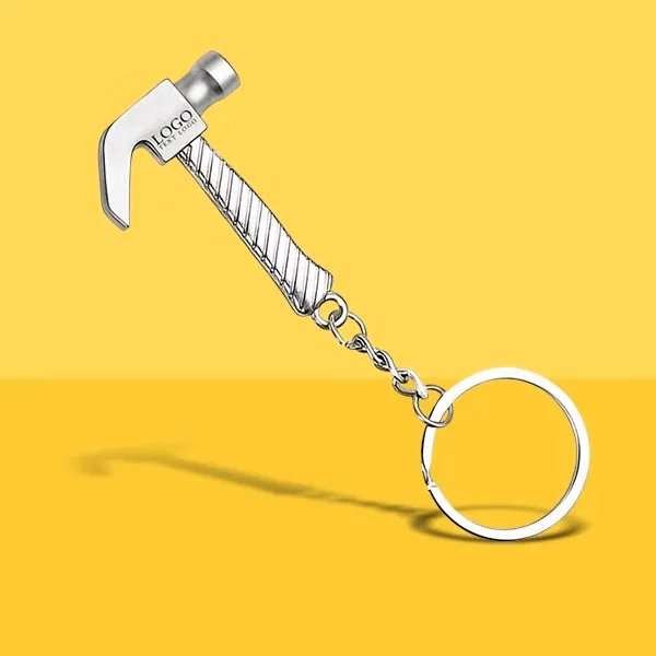 Custom Silver Hammer Keychain