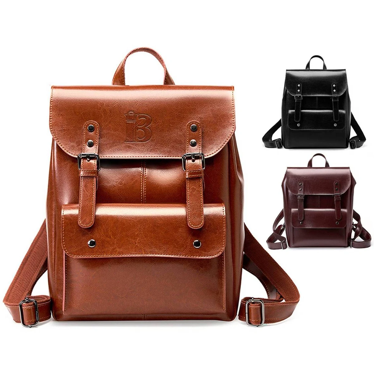 Women Travel Genuine Leather Backpack 1