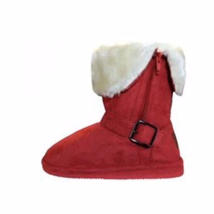 Girls' Fold Over Winter Boots - Red Size 11-4 Age 4-8 Years