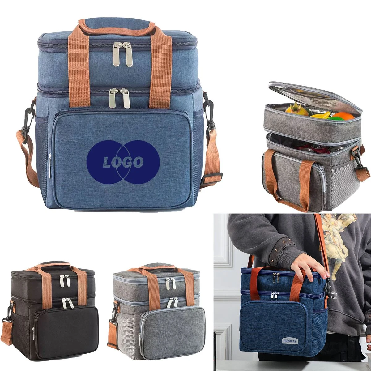 Large Insulated Lunch Bag with Shoulder Strap 1