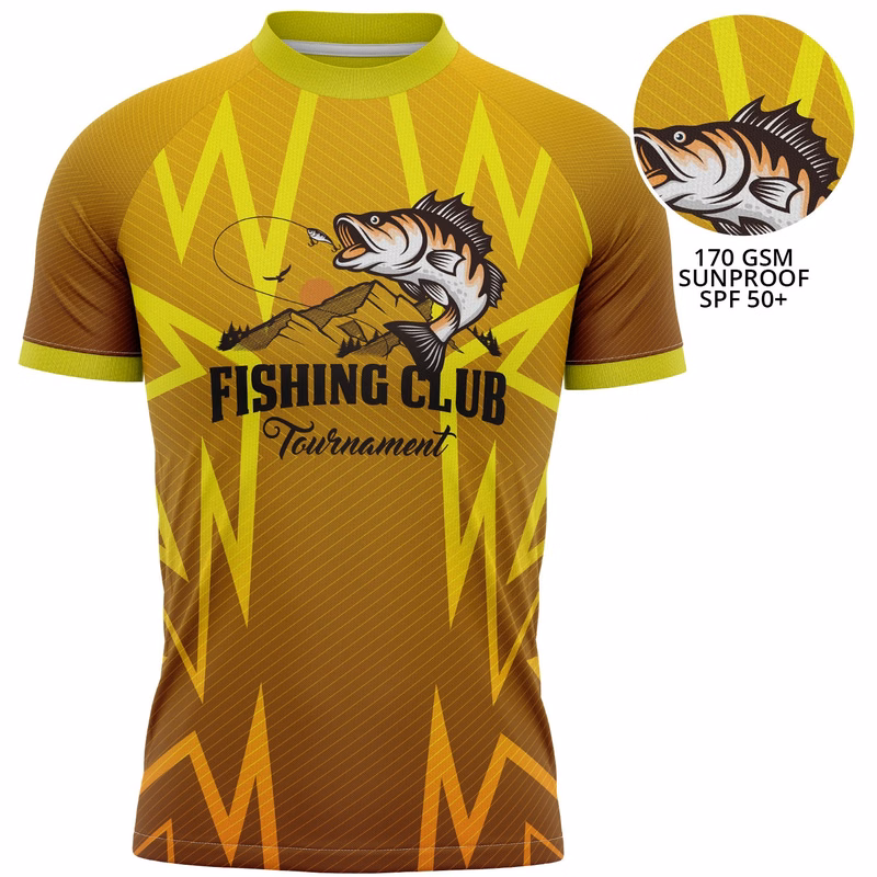 Unisex 170 GSM Sunproof UPF 50+ Sublimation Short Sleeve Fishing T-Shirt