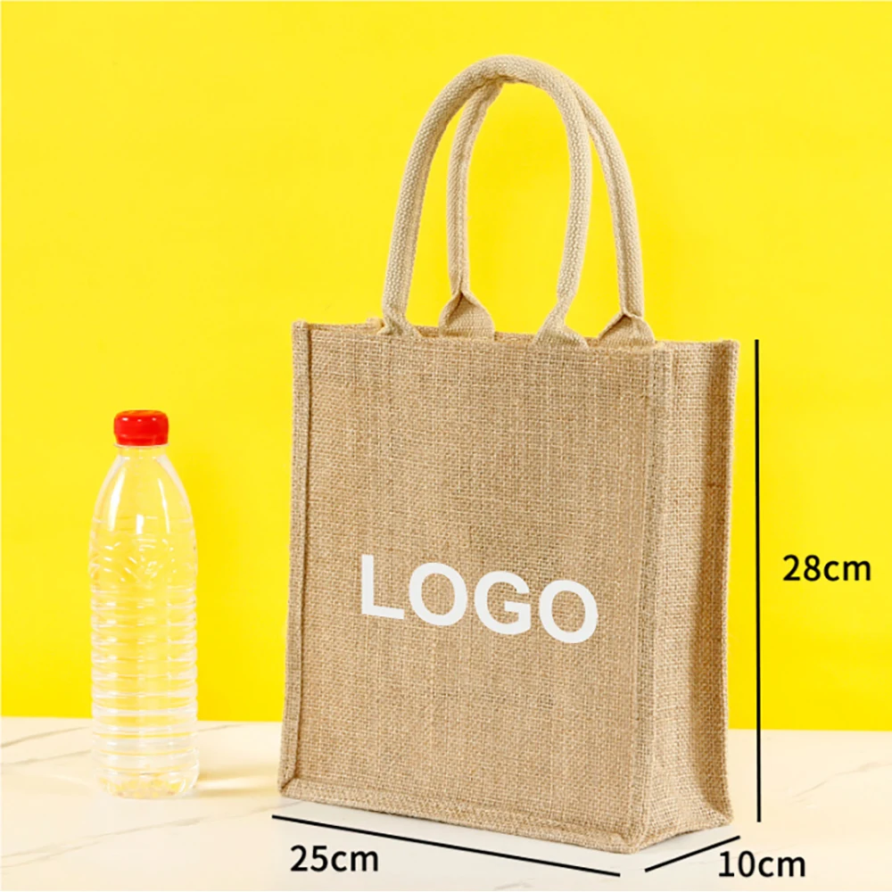 Reusable Jute Tote Bag 9.8" x 11" x 3.9" 1