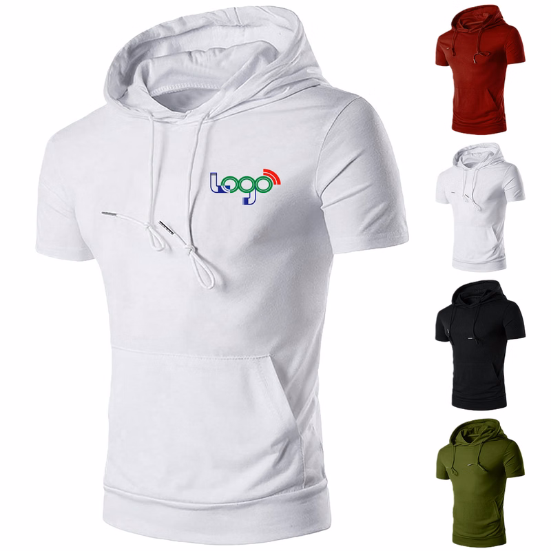 Polyester Hooded Casual Sports T-Shirt