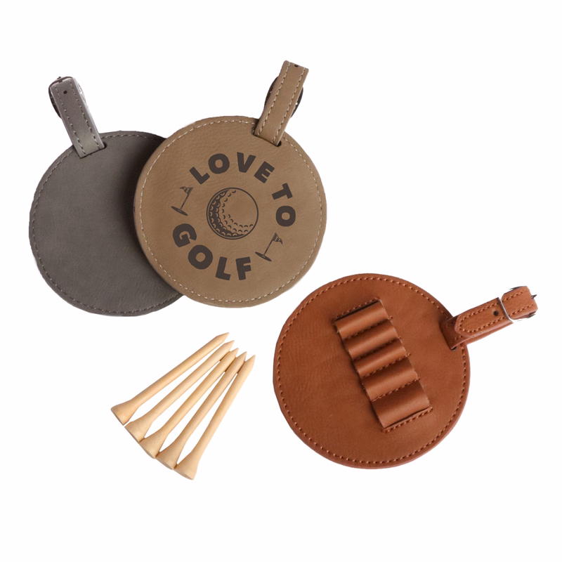 ROUND LEATHER GOLF TEE HOLDER