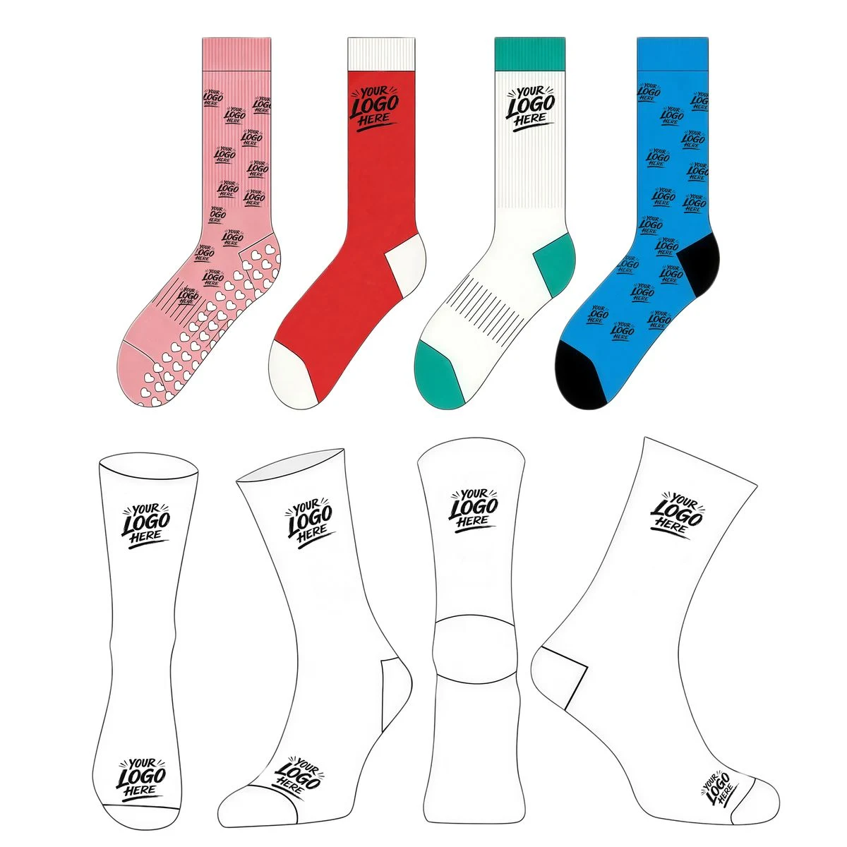 Custom Crew Socks With Personalized Logo For Sports Corporat 1