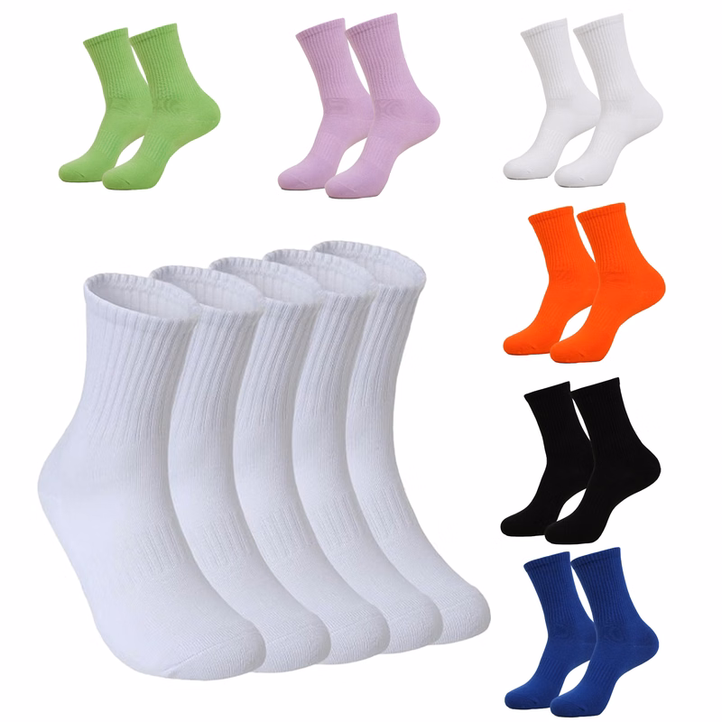 Solid Combed Cotton Mid-Calf Sports Socks