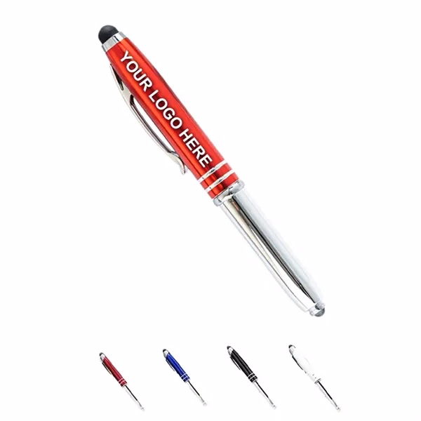 Custom Metal Stylus Pen with LED Light & Ballpoint — Tech Professional Promo