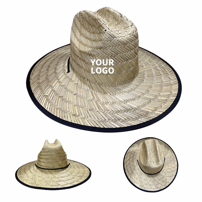 Straw Sun Hat With Lifeguard Patch 22.9" Jacquard