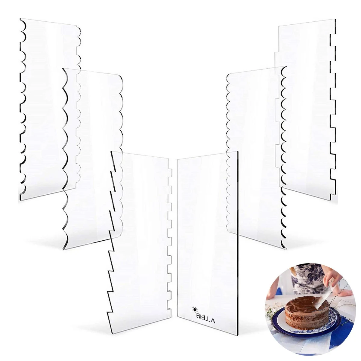 6 Pcs Clear Acrylic Cake Scraper 1