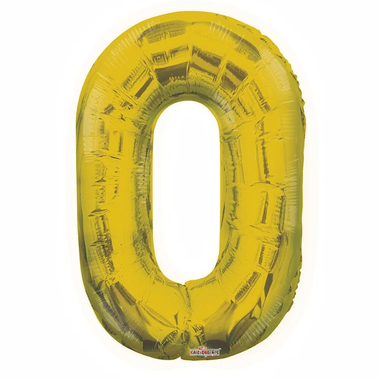 Mylar Numbers 0 Balloons - Gold 34"