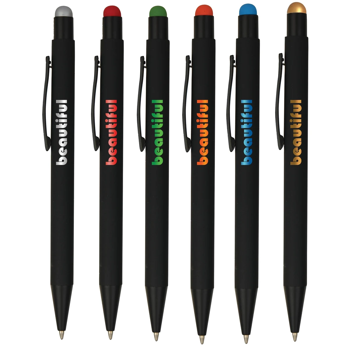 Soft-Velvet-Touch Click Metal Stylus Pen with Color Logos 1
