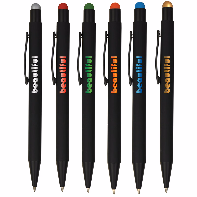 Soft-Velvet-Touch Click Metal Stylus Pen with Color Logos