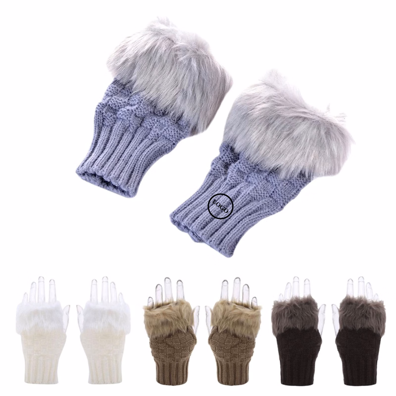Women's Faux Fur Knit Fingerless Arm Warmers