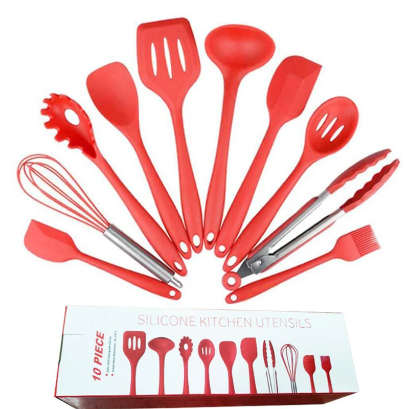 10 Piece Silicone Kitchen Cooking Utensils Tool Set 1