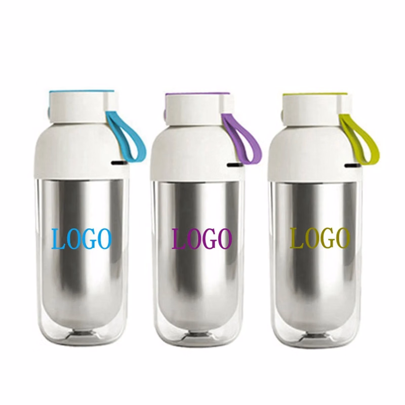 14 OZ Capsule Shape Water Bottle with Lifting Rope