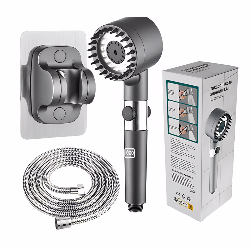 High Pressure Handheld Shower Head Kit w/ Wall Mount Bracket