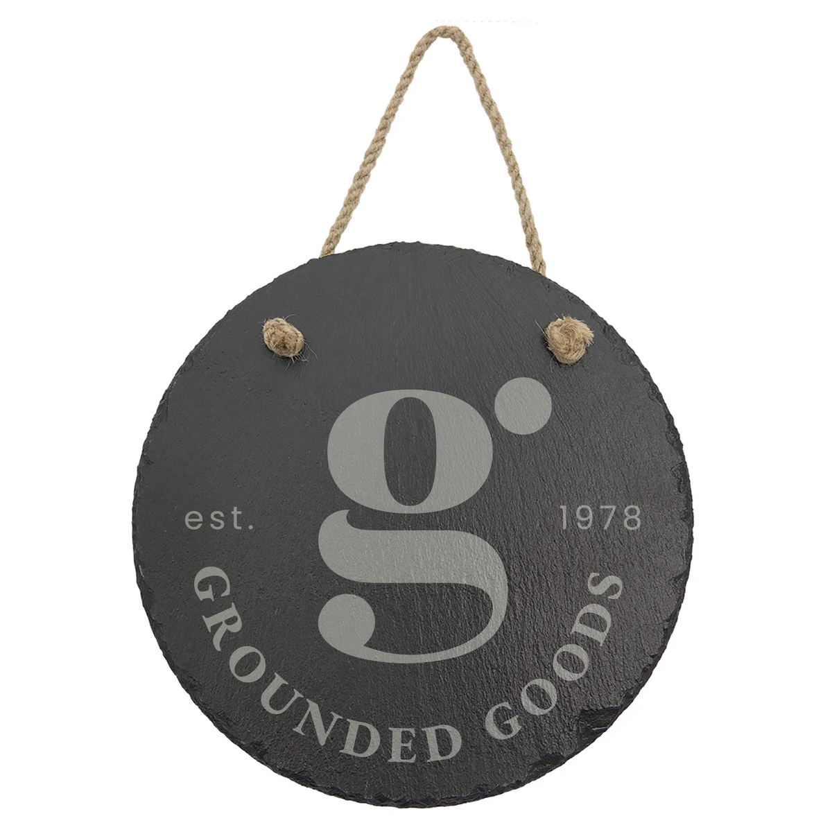 7 3/4" Round Slate Decor with Hanger String 1