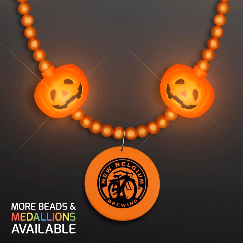 LED Pumpkin Light Beads with Orange Medallion