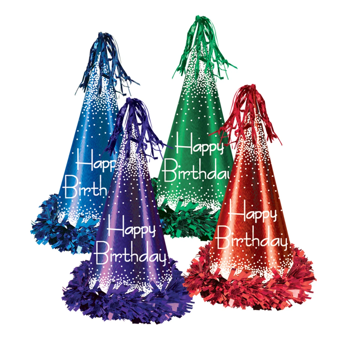 Fringed Foil Happy Birthday Party Hat 1