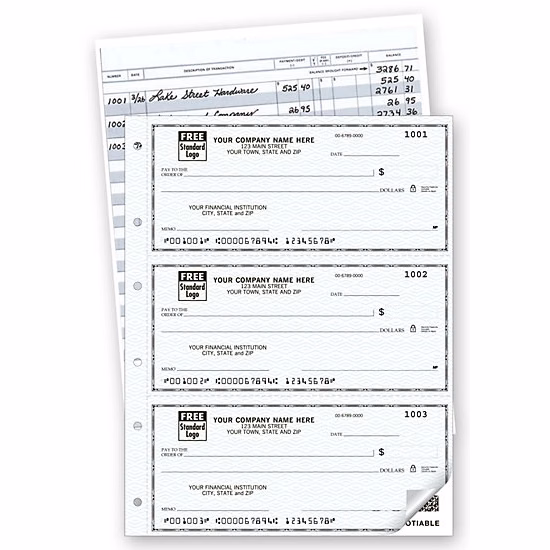Duplicate Deskbook Checks, 3-On-A-Page Compact With Register