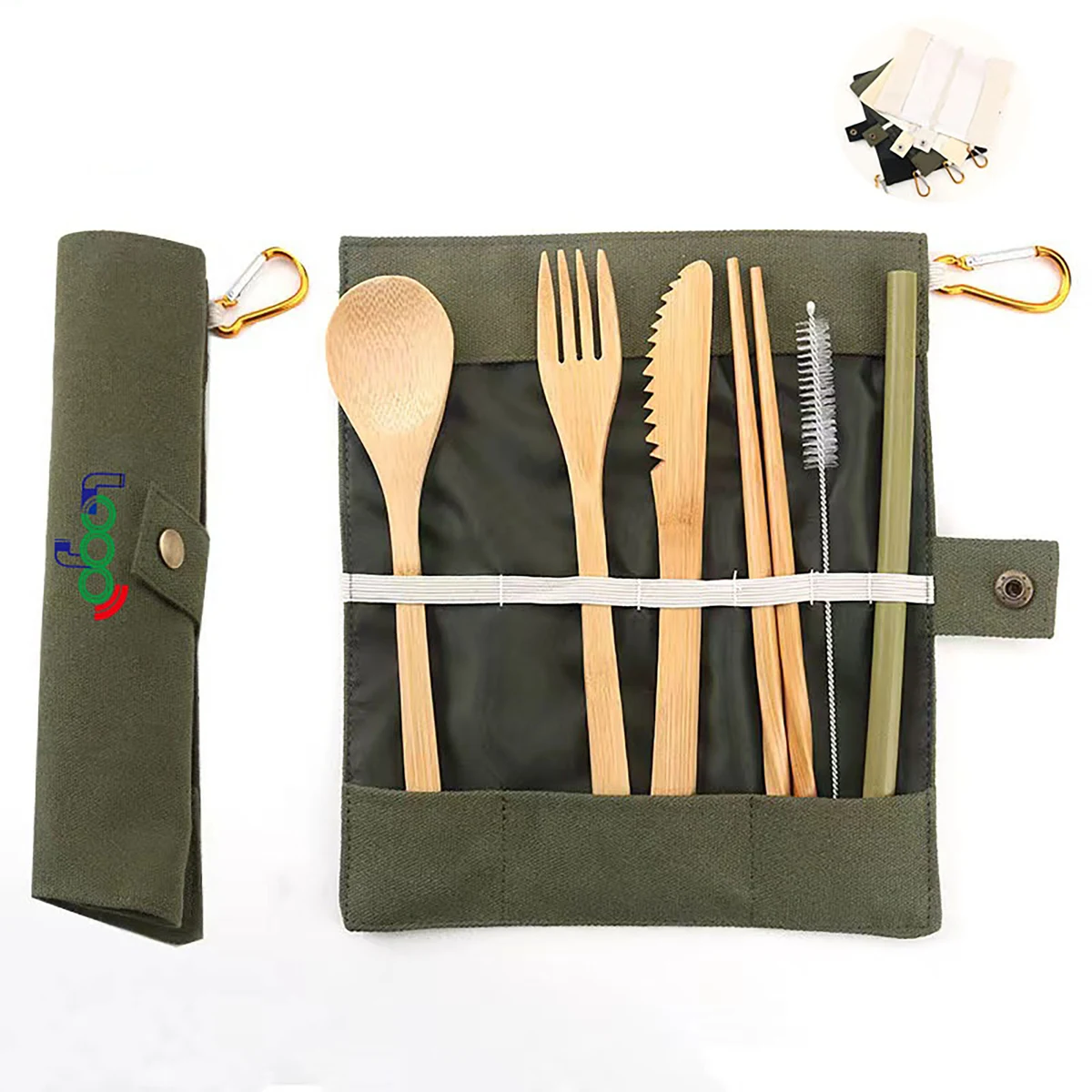 Travel 6 Pieces Reusable Bamboo With Pouch and a Carabiner 1