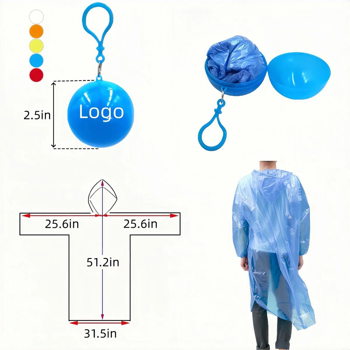 Adult Disposable Raincoat With Keychain 1