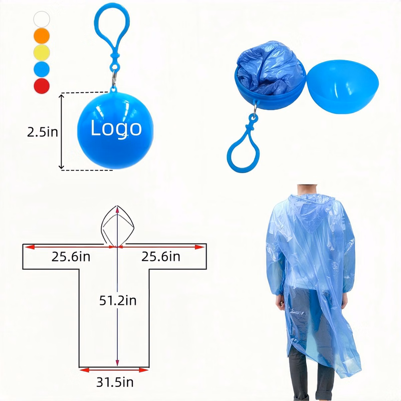 Adult Disposable Raincoat With Keychain