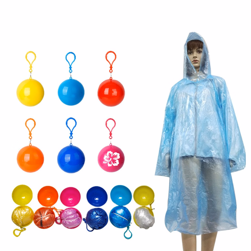 Disposable Portable Raincoat Poncho Ball Keychain