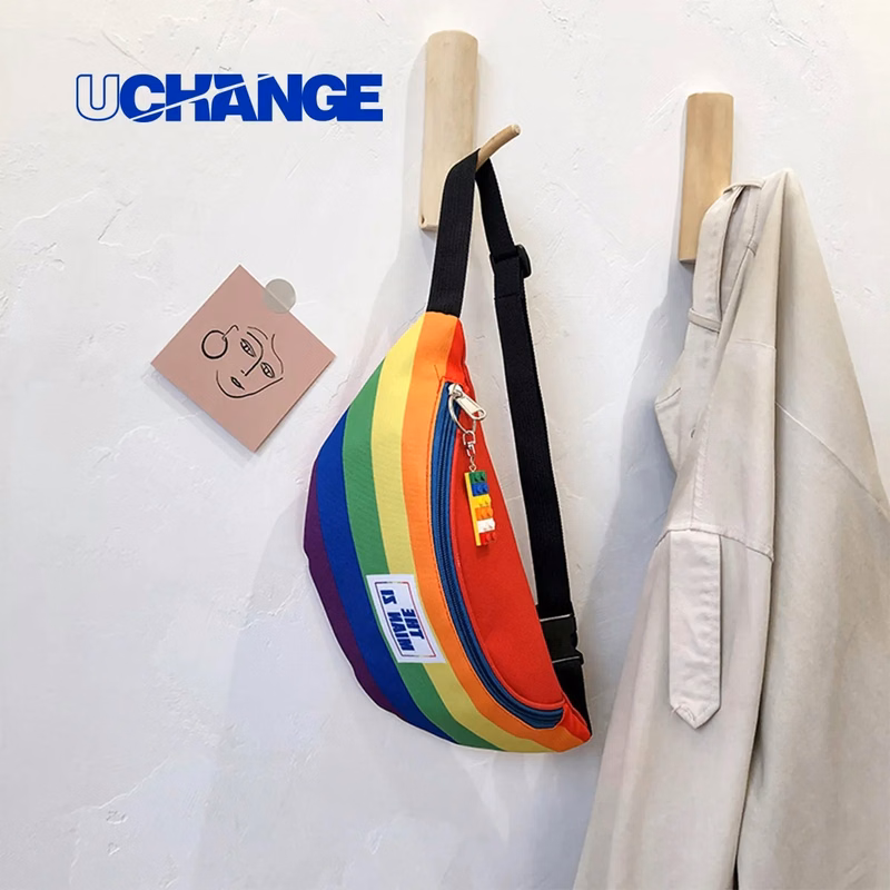 Custom Rainbow Stripe Fanny Pack Waist Bag