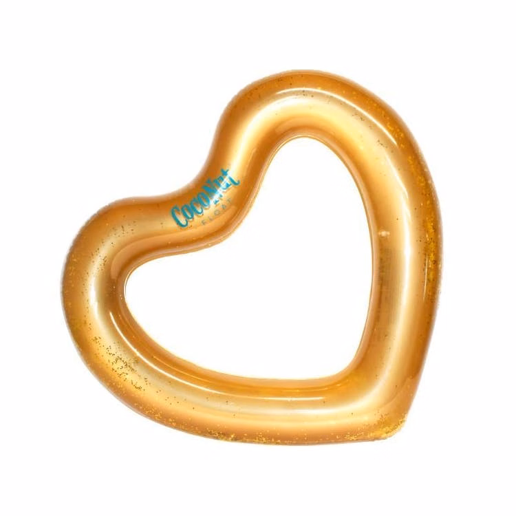 Gold Glitter Heart Pool Floats