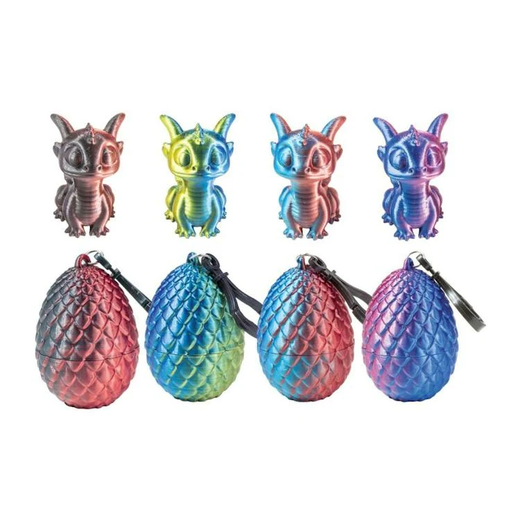 3D Printed Dragon Egg with Mini Dragon Keychain - Assorted 1