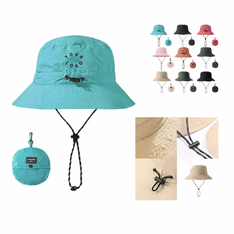 Waterproof Polyester Bucket Hat with Long Brim